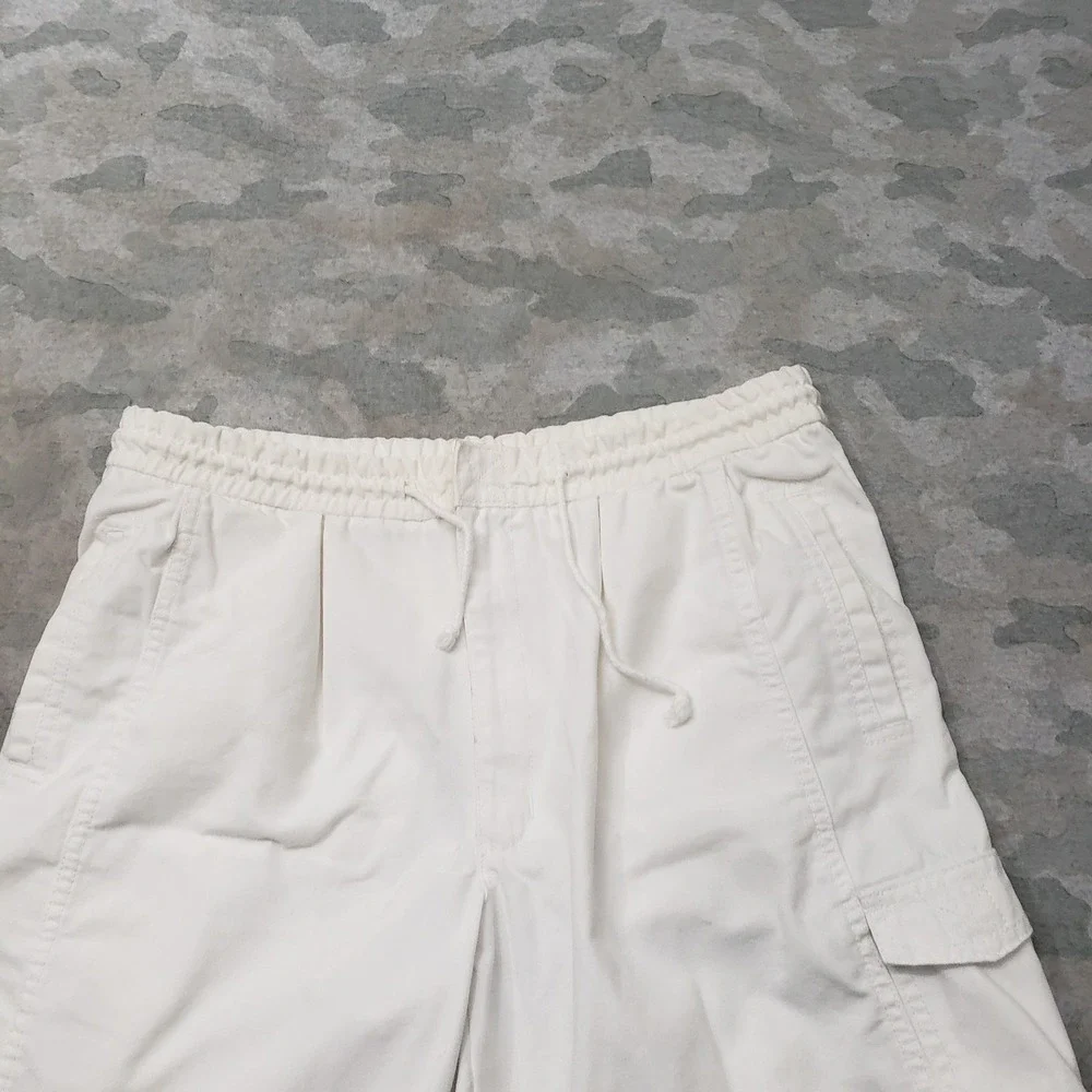 Vintage Weeds Shorts Mens 36 White Cargo Pockets Drawstring Hook N Loop